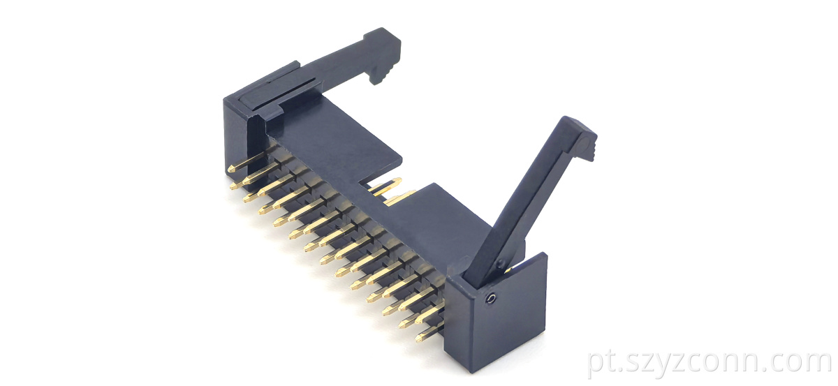 box header with metal and plastic latch